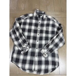 Structure Flannel Button Up Shirt Mens Small Black White Plaid Cotton Y2K Grunge